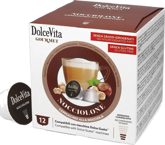 Dolce Vita | Nocciolone Hasselnøtt Cappuccino 12 kapsler til Dolce Gusto