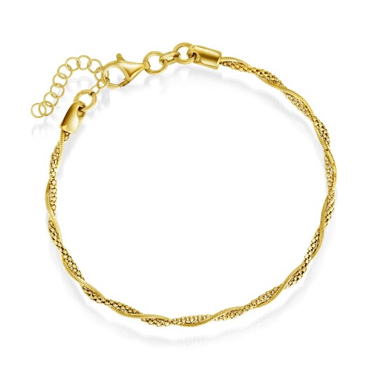Pan Jewelry, Armbånd i forgylt 925 sølv, 21 cm