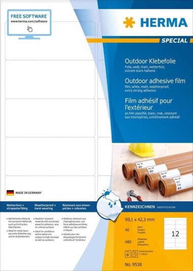 HERMA Weatherproof outdoor film labels A4 99.1 x 42.3 mm white