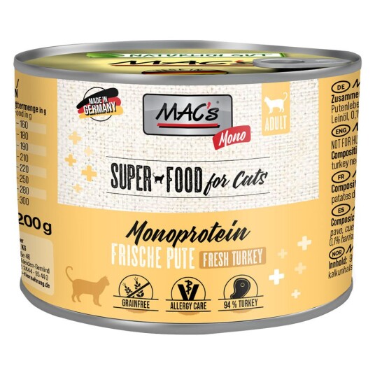 Mac'S Mac´S Cat Mono Sensitive 6 X 200 G Kalkun
