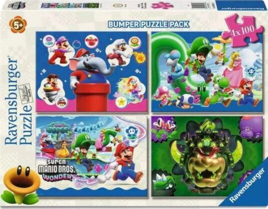 Ravensburger Puslespill 4x100 Brikker Super Mario Wonder