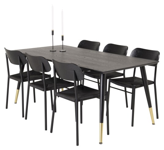 Venture Design - Dipp Finér Spisebord m. 6 Stoler Unoliving
