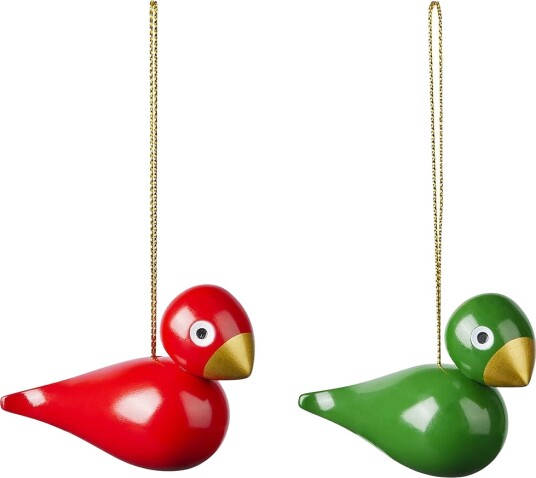 Kay Bojesen Denmark Kay Bojesen Christmas birds juleanheng 2 deler Rød grønn Kay Bojesen Denmark Kay Bojesen Christmas birds juleanheng 2 deler Rød grønn