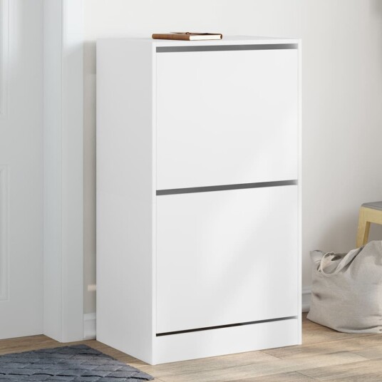  Skoskap med 2 vippeskuffer hvit 60x42x108 cm 8721012385795