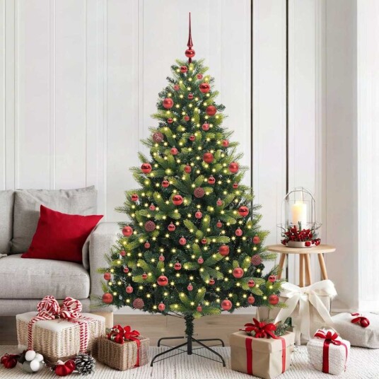  Kunstig hengende juletre med 300 LED lamper grønn 180 cm