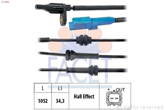 Sensor, ABS FACET 21.0025