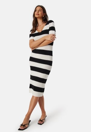 ONLY Onlruth V-Neck Dress Black Stripes:Cloud XS