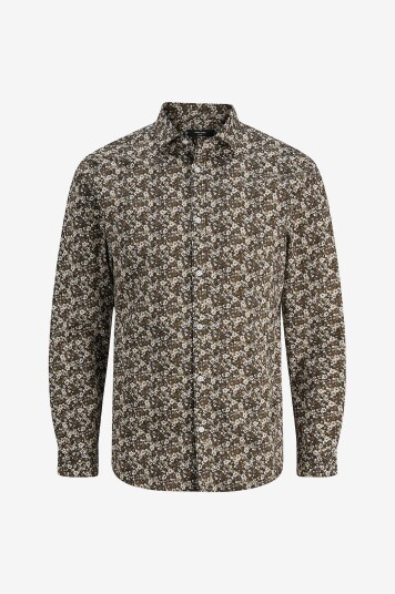 Jack & JoneSkjorte jprBlablackpool Stretch Aop LS Brun