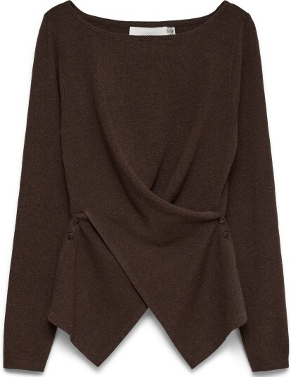 Vero Moda Vmsiena Ls Boatneck Wrap Pullover Prm CHOCOLATE TORTE XS
