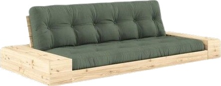 Karup Design Base Sovesofa med sideboks Klarlakkert furu/756 Olivengrønn