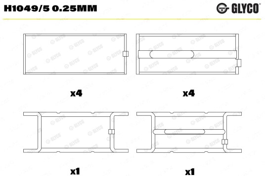 Veivaksellager GLYCO H1049/5 0.25mm Veivaksellager GLYCO H1049/5 0.25mm