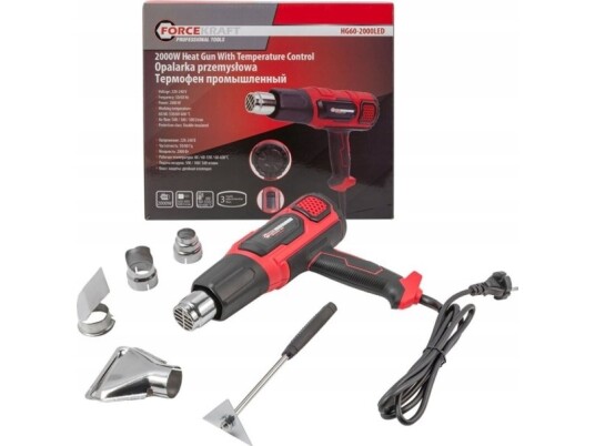 Forcekraft Elektrisk Varmepistol Med Dyser 230V 2000W 60/350/600 Grader