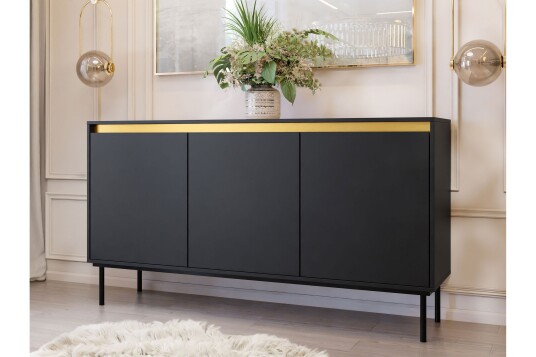 Kommode Hollander 160 cm Svart/Gull