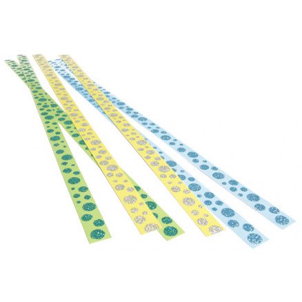 Diverse Selvklebende striper Grønn Gul & Blå Ass motiver 420x15mm 6 stk