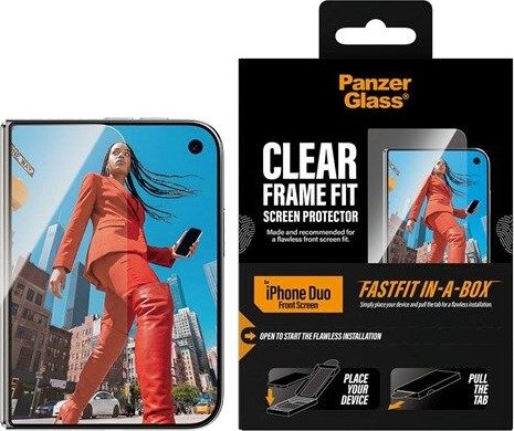PanzerGlass Screen Protector Apple iPhone Duo | Ultra-Wide Fit w. FASTFIT IN-A-BOX (sub-screen)