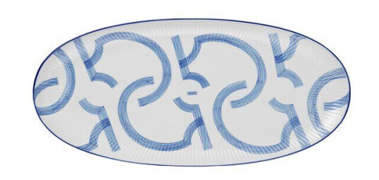 Royal Copenhagen Motif ovalt fat 37 cm blå/hvit