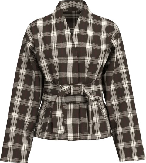 Selected Slwjaylen Mel Ls Check Kimono Top Brown 42