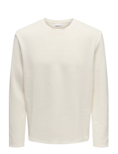 ONLY & SONS Onstrey Life Reg Ls Strct Frml Tee   Cream   XL