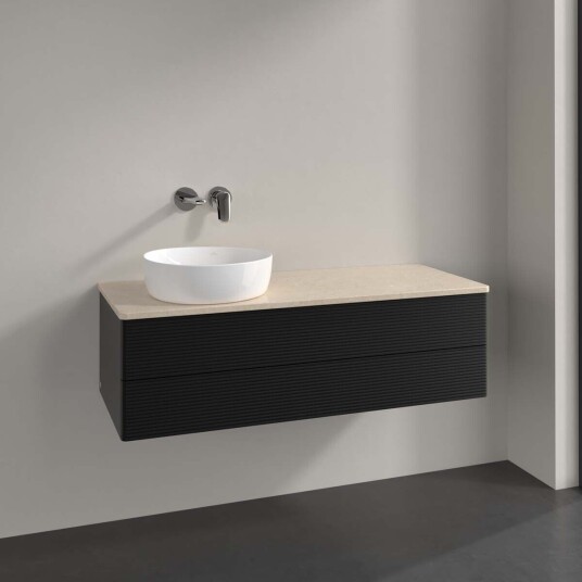 Villeroy & Boch  Antao Servantskap med 2 skuffer 120x50x36 cm u/lys Sort Matt/Crème