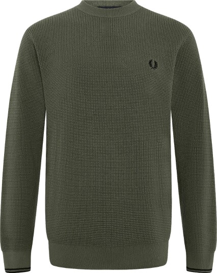 Fred Perry Waffle Stitch Jumper Khaki green M