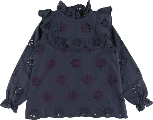 Soft Genser Gaxine Anthracite m. Blomster Soft 6 år 116 Genser Blå