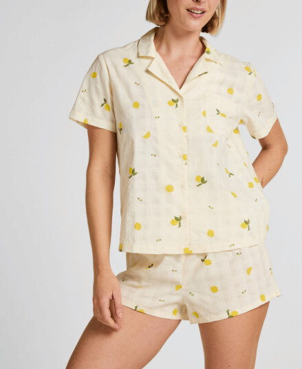 Hunkemöller Pj Ss Woven Lemon Yellow L