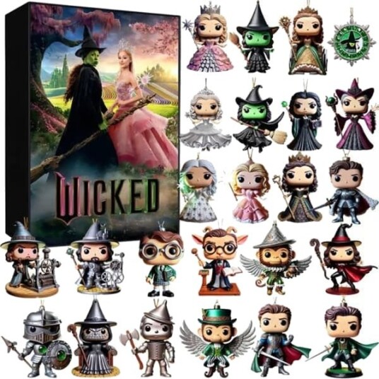 Wicked Adventskalender 2026 24 dagers nedtelling til jul med samleobjekter som hengende ornamenter