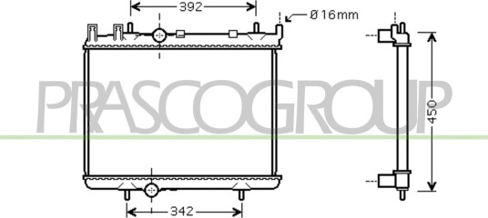 PRASCO PG009R016 Radiator motorkjøling PRASCO PG009R016 Radiator motorkjøling
