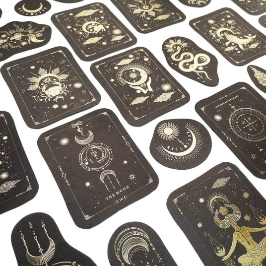 Northix Klistremerker Tarotkort gull og sort 40 stk