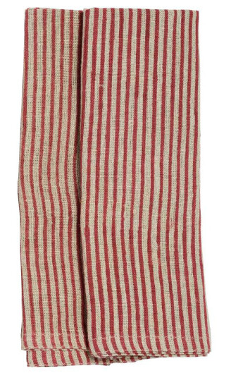 Chamois - Stripe serviett lin 50x50 cm rød