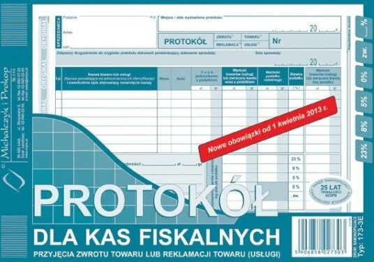 Michalczyk & Prokop Protokoll For Kasseapparater A4 80 173 3E