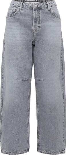 Topshop Tsbarrel High Rise Denim Jeans Grey   GREY DENIM   32 x 32