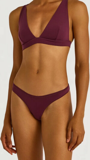 Organic Basics Soft Touch Veil Plunge Bralette   Burgundy   L