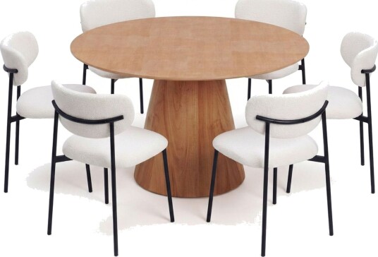 Siena spisegruppe rund 130 cm eik med 6 Lucy spisestoler - Eik