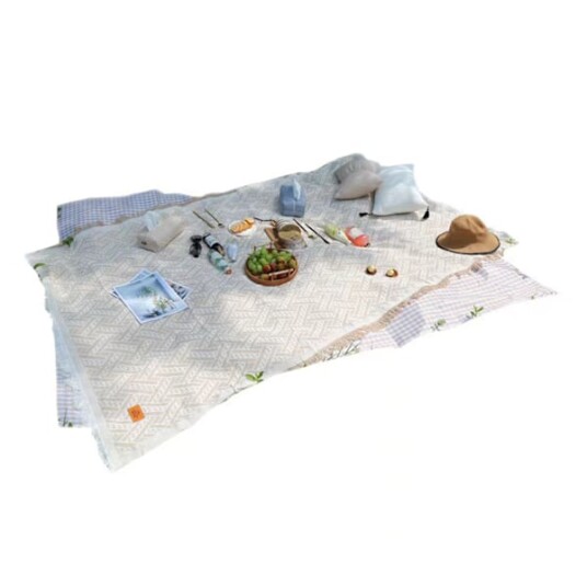 Piknikteppe i bomull og polyesterblanding maskinvaskbar piknikmatte for utendørs camping hvit 180x180cm/70,9x70,9in
