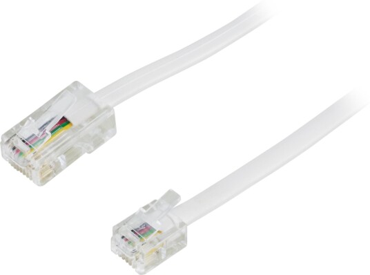 Deltaco 2 m Telefonkabel RJ-45 til RJ-11 Hvit