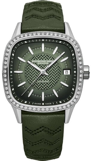 Raymond Weil Dameklokke 2490 SCS 52051 Freelancer Grønn/Lær