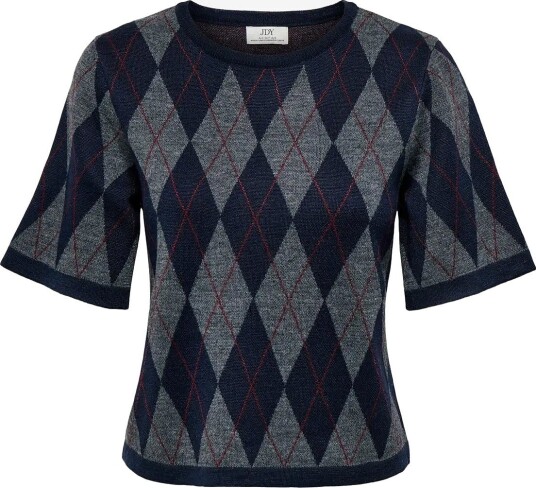 JDY Jdymaggy S/S Argyle  Pullover Knt Noos   SMOKED PEARL   L