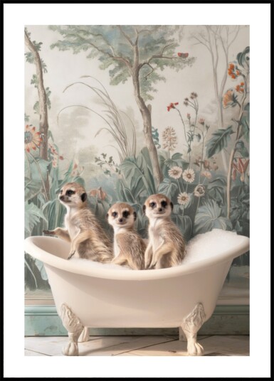 Three Meerkats Bathtime Plakat / 30x40