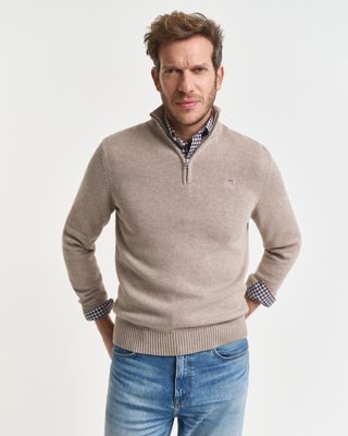 Gant Bomullsgenser med half zip DK SAND MELANGE XXXL Gant Bomullsgenser med half zip DK SAND MELANGE XXXL