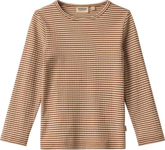 Wheat Genser Rib Rise Varm hasselnøttebrun Stripe Wheat 6 år (116) Genser Hvit