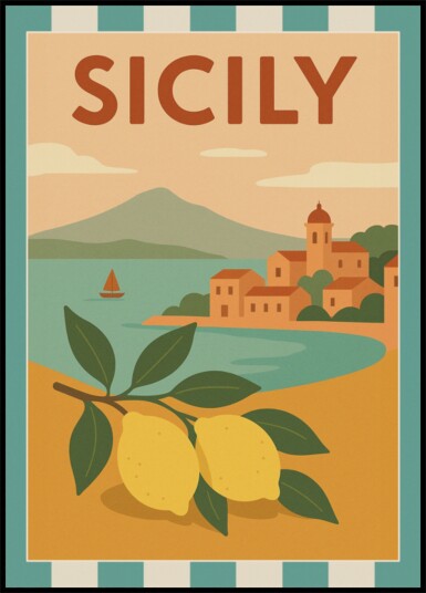 Sicilian Lemons Coastal Village Plakat / 21x30 Sicilian Lemons Coastal Village Plakat / 21x30