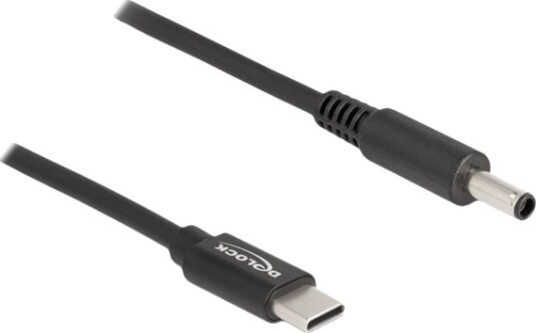 Delock Strømkabel 24 Pin Usb C Hann Til 4,5 Mm X 3,0 Mm Dc Jakk Hann 20 V 3 A 1.5 M Svart