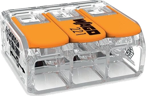 Wago Koblingsklemme 221-613 Med Åpner Transparent 3-Leder Wago Koblingsklemme 221-613 Med Åpner Transparent 3-Leder