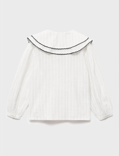 Mango Striped Blouse With Peter Pan Collar - White - 3-4 Mango Striped Blouse With Peter Pan Collar - White - 3-4