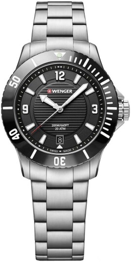 Wenger Dameklokke 01.0621.109 Sort/Stål Ø36 mm