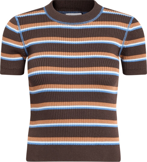 Monki Kn Short Sleeve Top Brown XL