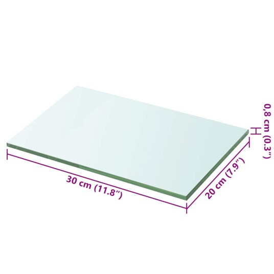 vidaXL Hyllepanel klart glass 30x20 cm