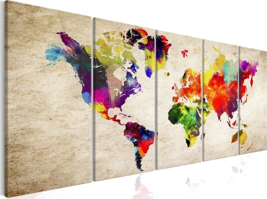 Bilde World Map Painted World 225x90 Artgeist sp. z o. o.