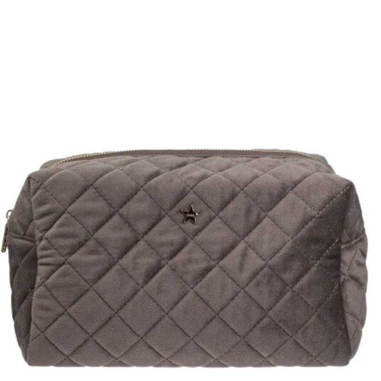 DARK Velvet Square Quilted Make-Up Pouch Large Dark Grey DARK Velvet Square Quilted Make-Up Pouch Large Dark Grey